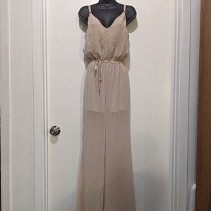 Bebe flowy tan summer jumpsuit size 10